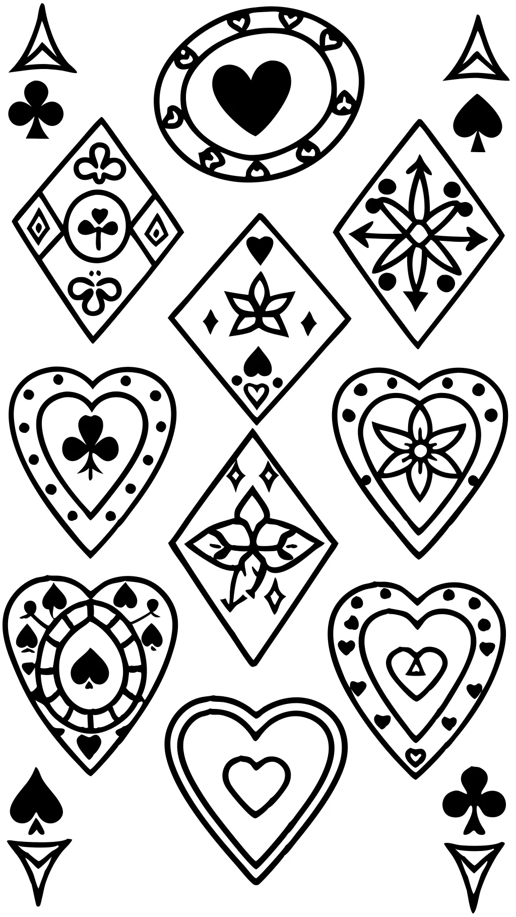 deck of cards coloring pages